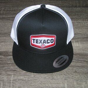 Texaco Oil & Gas Patch on Trucker Hat Yupoong Classic 6006 Snapback Black/White